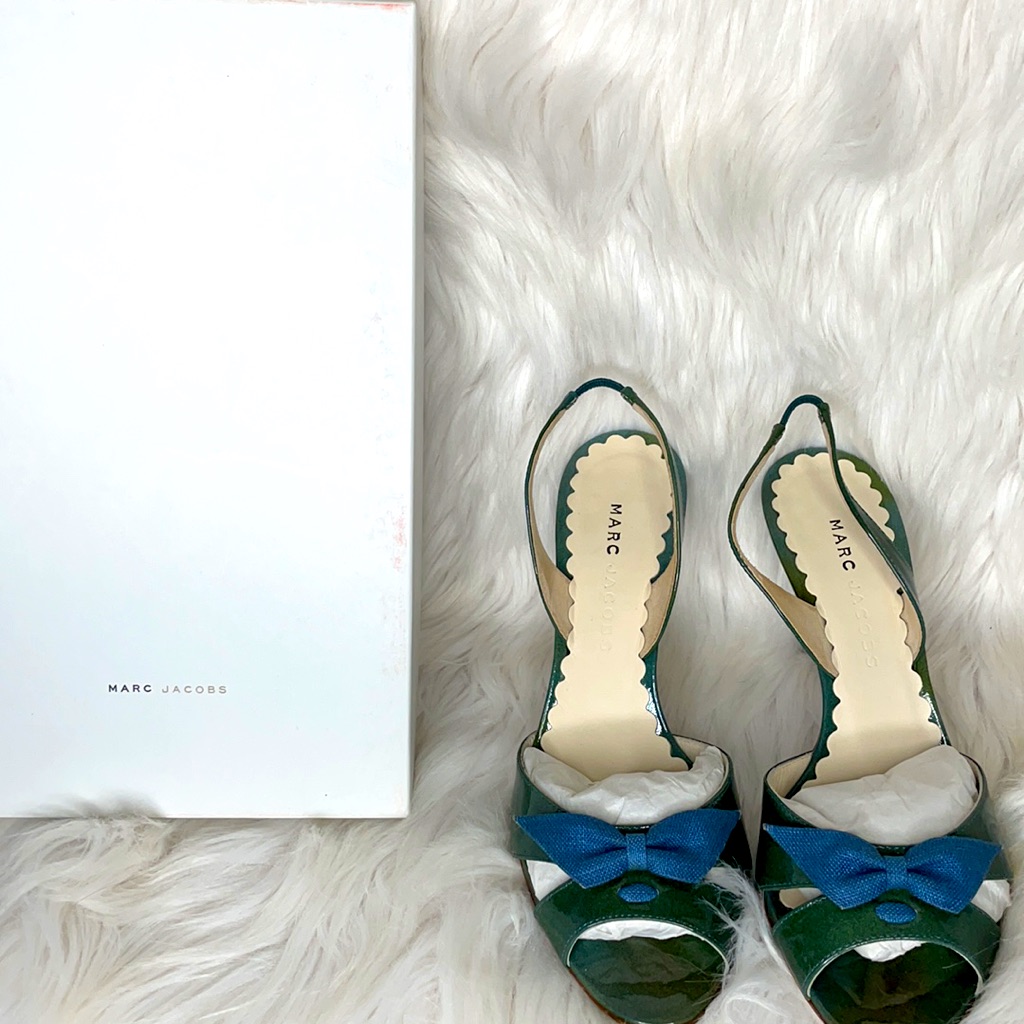 {Marc Jacobs} Blue Green Patent Leather Heels In Original Box!